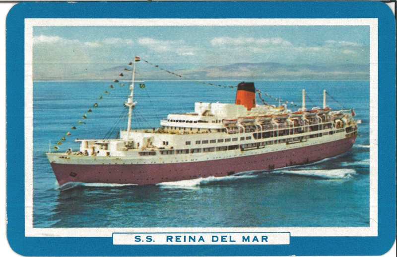 A playing card from Jo Clough's first cruise in September 1964