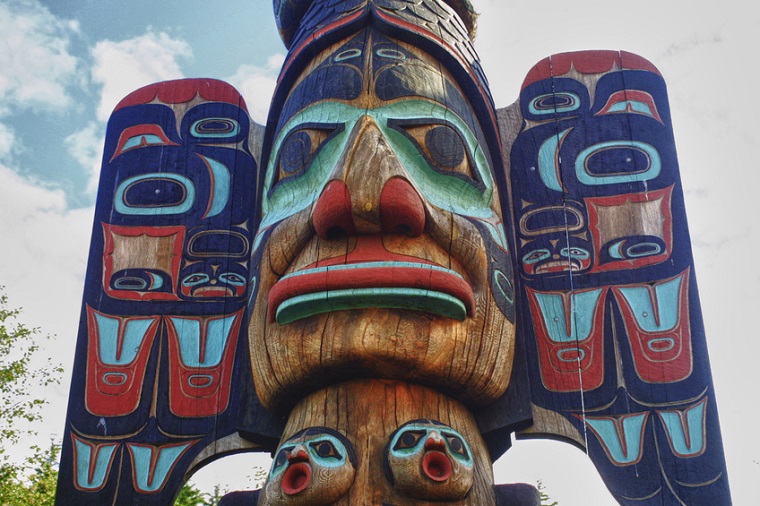 Wooden totem pole in Ketchican, Alaska