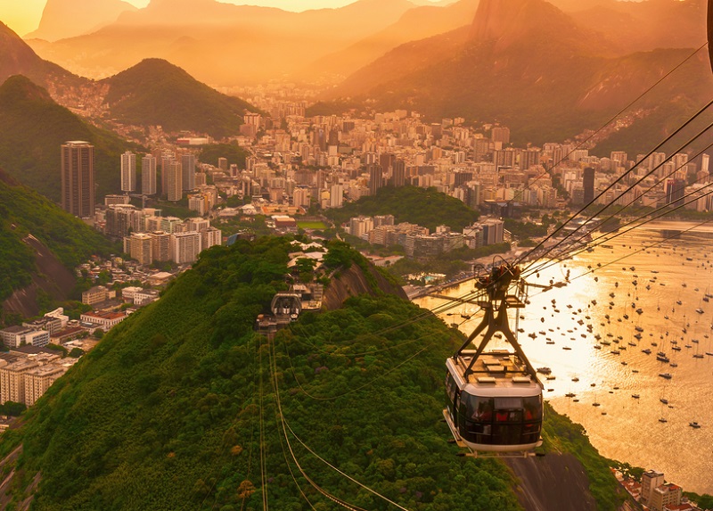 Botafogo, cable car to mountain Sugar Loaf. Rio de Janeiro