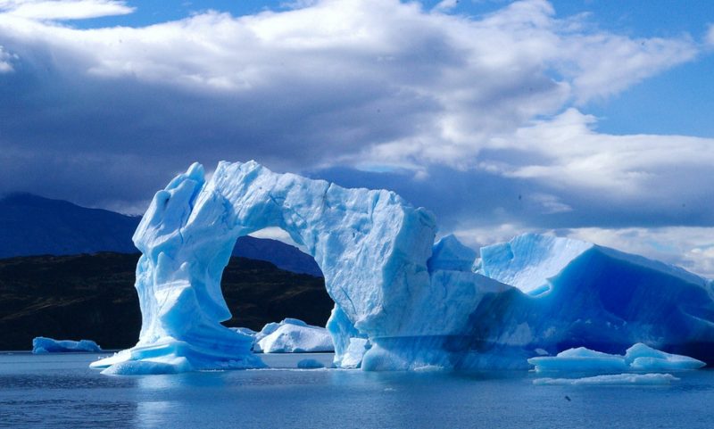 Antarctic ice island in atlantic ocean