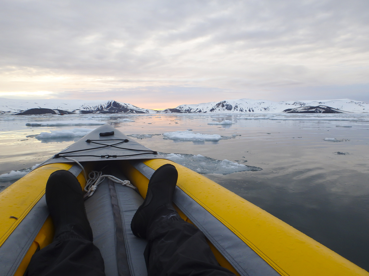 Kayaking Antarctica ice field horizon