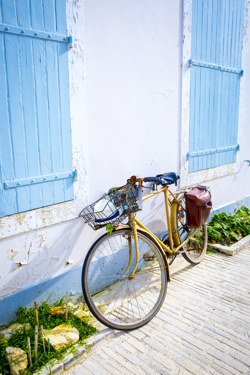 vintage bike in front of seaside house, Ile de Re