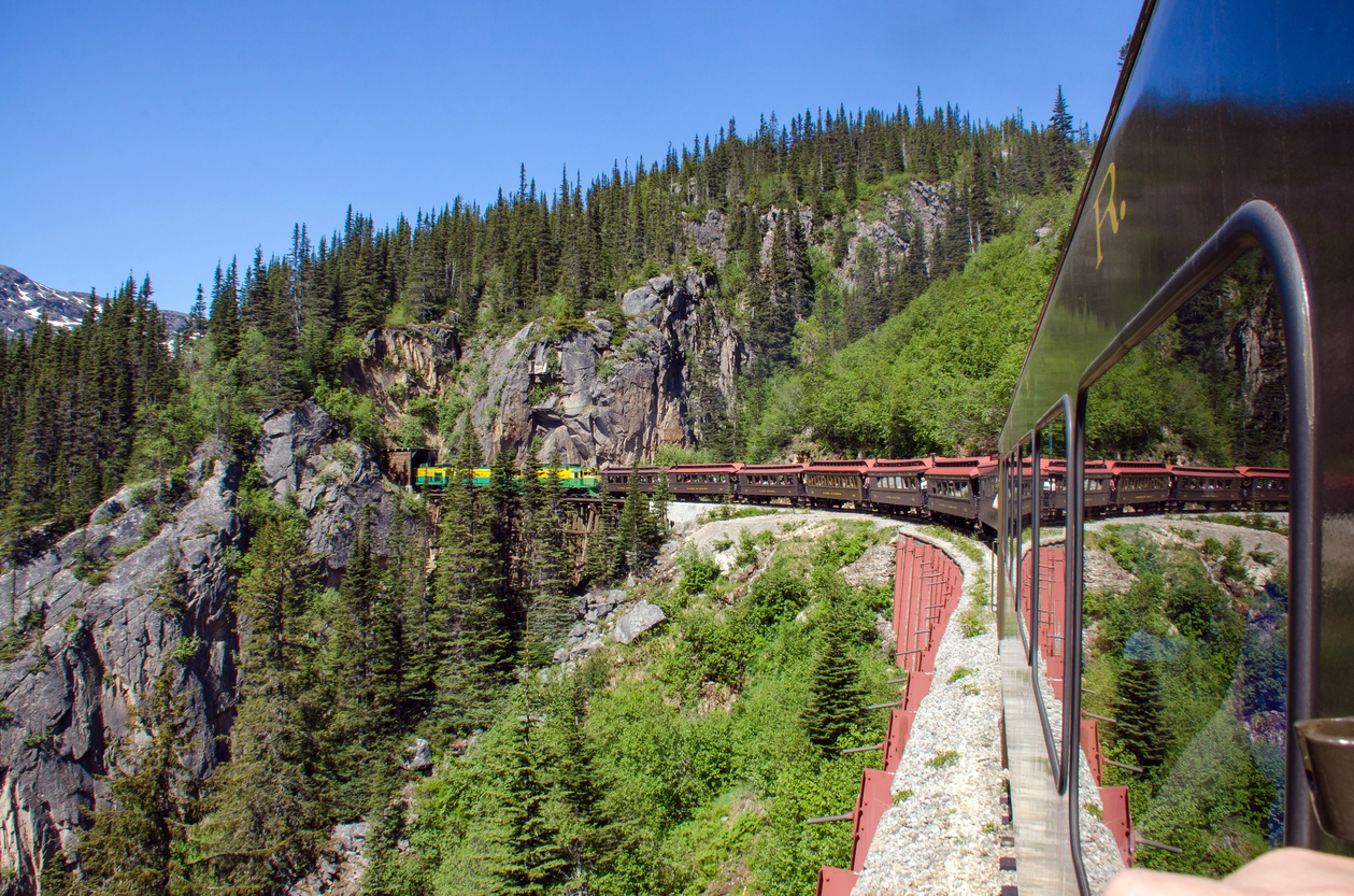White Pass & Yukon Route Railroad heads into Tunnel Mountain