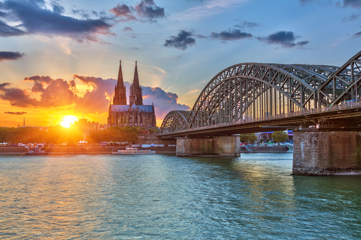 View on Cologne at sunset
