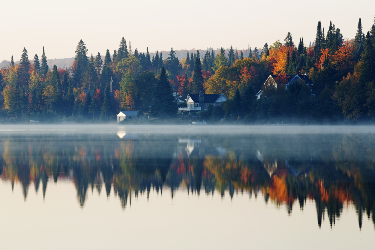 Spectacular, colorful autumn landscape in Mont-Tremblant National Park, Canada, Quebec