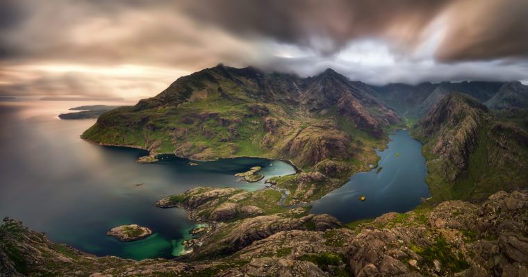Loch na Cuilce and Loch Coruisk with Black Cuillins in background, Isle of Skye, Scotland
