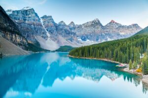 Sunrise at Moraine lake, Banff National Park, Alberta, Canada