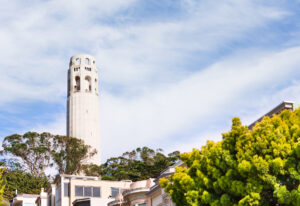 Coit Tower from residential area in San Francisco