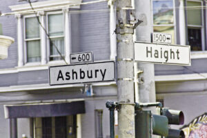 Haight in San Francisco. The centre of the neighbourhood that is known for its history of hippie subculture.