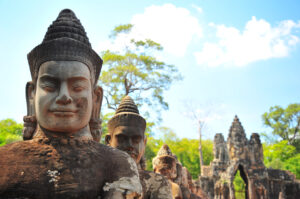 Stone Gate of Angkor Thom in Siem Reap, Cambodia