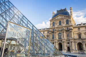 The pyramid at Louvre Museum in Paris, France