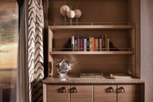 Silver Muse, balsorano suite, bookcase, owner's suite