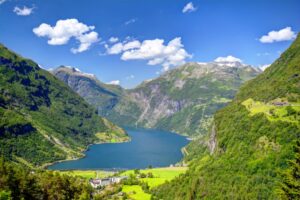 Geiranger, Geirangerfjord in Norway.