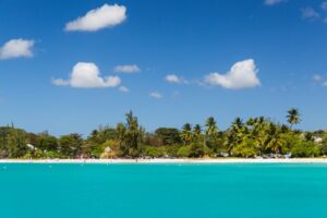 View of Beach from a Catamaran in Carlisle Bay Barbados